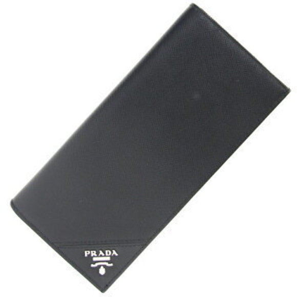 Prada Fold long Wallet black leather Saffiano - Picture 1 of 6